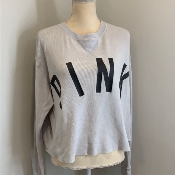 PINK waffle long sleeve top - Picture 1 of 3